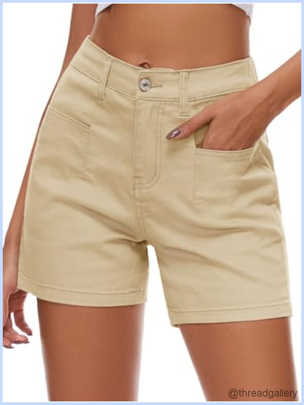 Women's Stretchy High Waisted Denim Cargo Shorts 4.5" Inseam